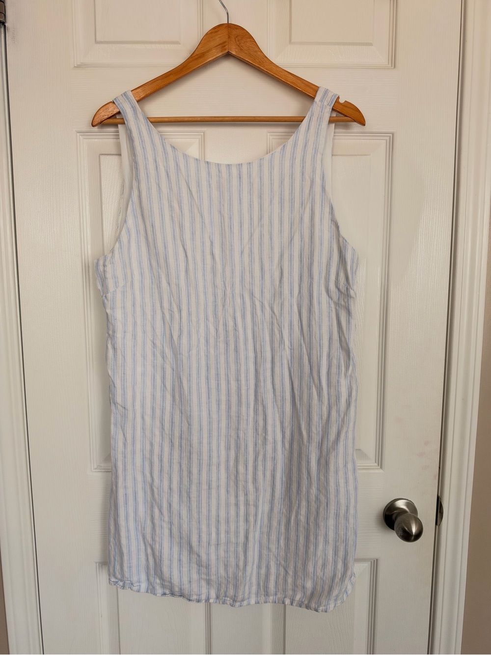 Reformation 100% Linen - Light Blue Striped Backless Linen Dress